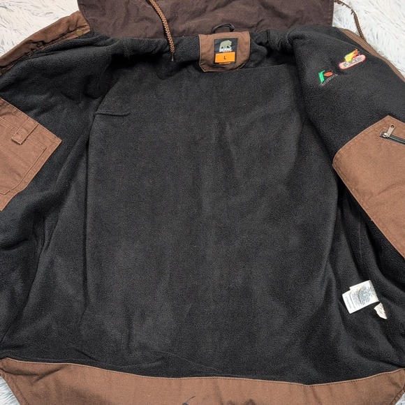 Berne Jacket Mens L Brown Hood Canvas Barn Chore Coat Work Pockets Farmer Seed - Picture 15 of 16